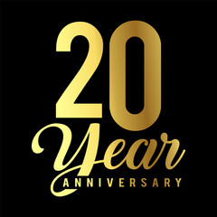 20 Year Anniversary wedding wish lettering text vector illustration.