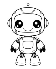 Robot coloring page, isolated coloring book. Color pages for kids featuring an isolated robot toy.