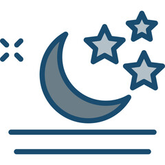 Moon And Stars Line Filled Grey