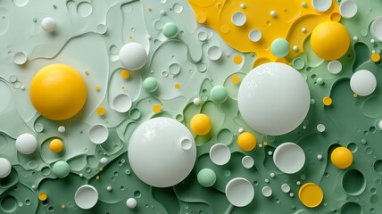 Light green thick paints abstract with polka dots design 