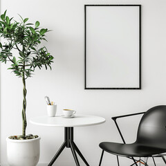 A4 Vertical Black Frame on Empty Wall