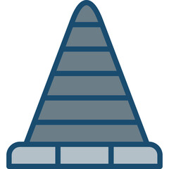 Traffic Cone Line Filled Grey