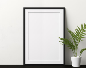 Illustrated Blank Black Frame Mockup on White Background