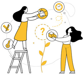 Team communication vector illustration. A community professionals fosters development, turning challenges into triumphs Team communication metaphorically builds bridges, connecting minds