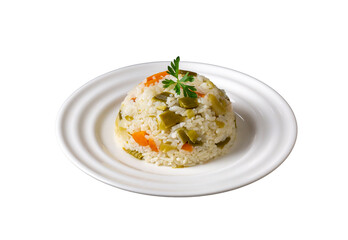 Rice with leeks from traditional Turkish cuisine - Turkish name; pirasali pirinc pilavi