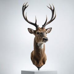 Naklejka na ściany i meble deer head trophy on white 