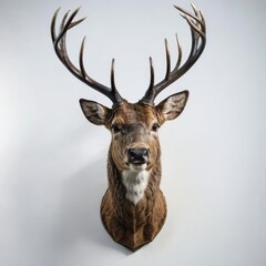 deer head trophy on white
