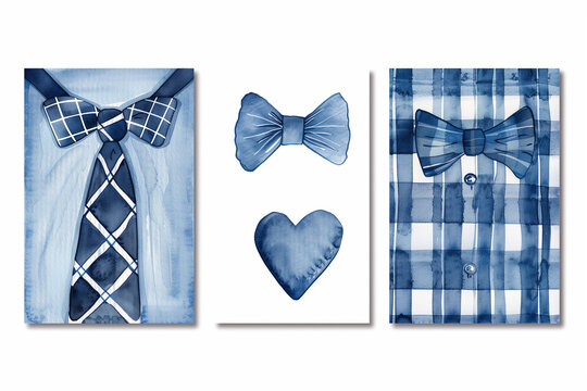Blue Tones Fathers Day Greeting Cards Collection