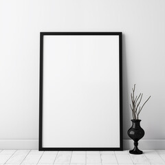Empty Frame on White Background Side View