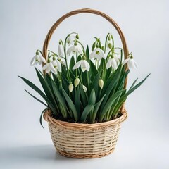 snowdrops in a vase  on white
