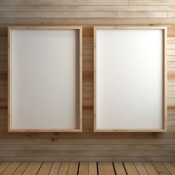 Modern Wall Decor with Two Light Wood Frames - Aspect Ratio 2:3