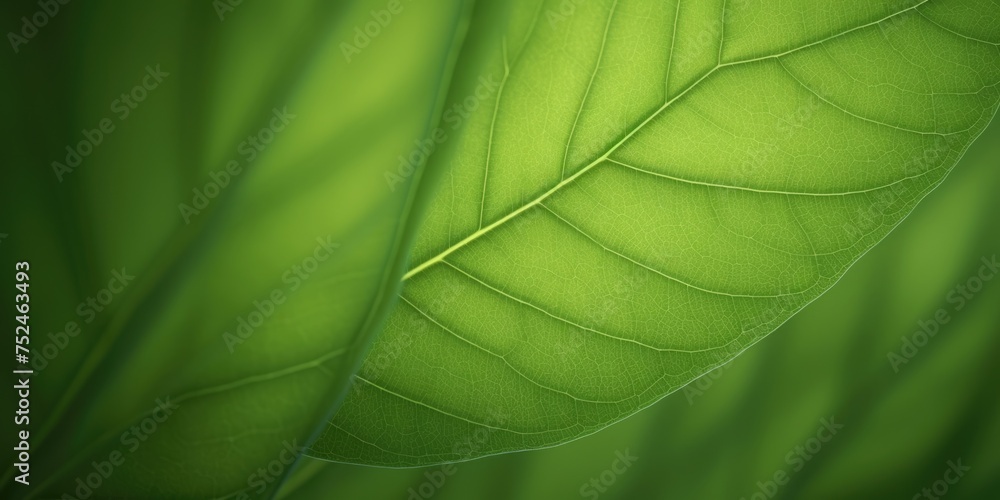 Poster the close-up of leaf texture in green abstract nature background with a soft focus. exuberant image.