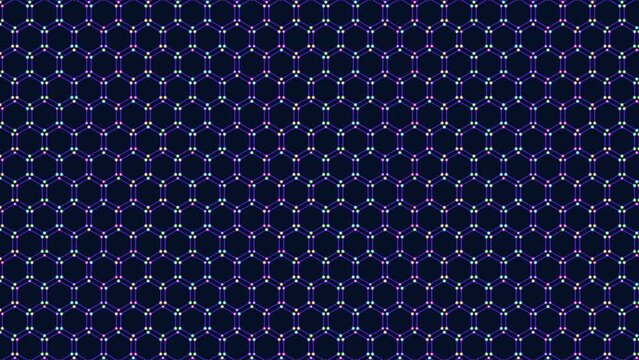 A mesmerizing pattern of blue and purple circles arranged in a grid formation adorns a dark black background in this captivating image