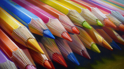 Obraz premium Painting of a close-up of the colorful leads of colored pencils