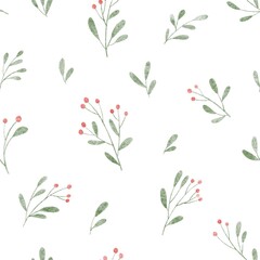 seamless pattern with simple abstract leaves isolated on white background