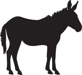 Donkey Silhouette Vector Illustration White Background