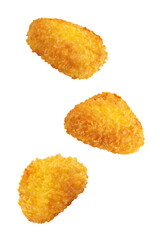 Crispy chicken nuggets on a white isolated background