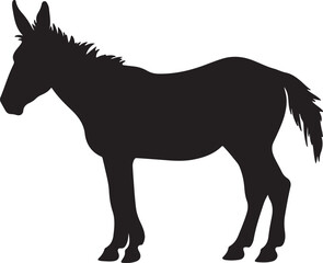 Donkey Silhouette Vector Illustration White Background