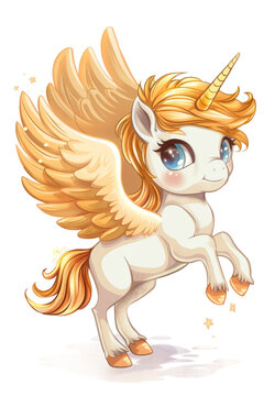 a cute baby pegasus isolated on a transparent background, generative ai