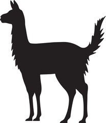 Llama Silhouette Vector Illustration White Background
