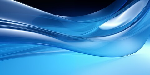 Obraz premium Blue waves abstract background pattern. Decorative horizontal banner. Digital artwork raster bitmap illustration. AI artwork.