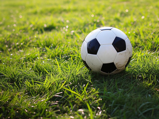 Fototapeta premium Empty Soccer Field Under Evening Lights