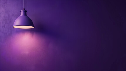 Lamp hang on a purple wall with grunge texture and shadow overlay