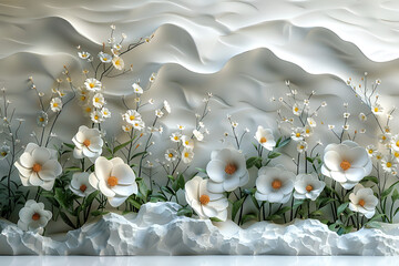 3d wallpaper background with flower.