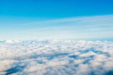 White clouds on blue sky as cloudscape background - 752469283
