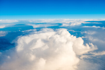 White clouds on blue sky as cloudscape background - 752469292