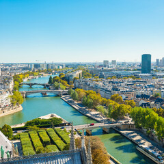 Paris cityscape with Seine river, aerial architecture, roofs and city view - 752469415
