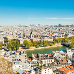 Paris cityscape with  aerial architecture, roofs and city view - 752469428