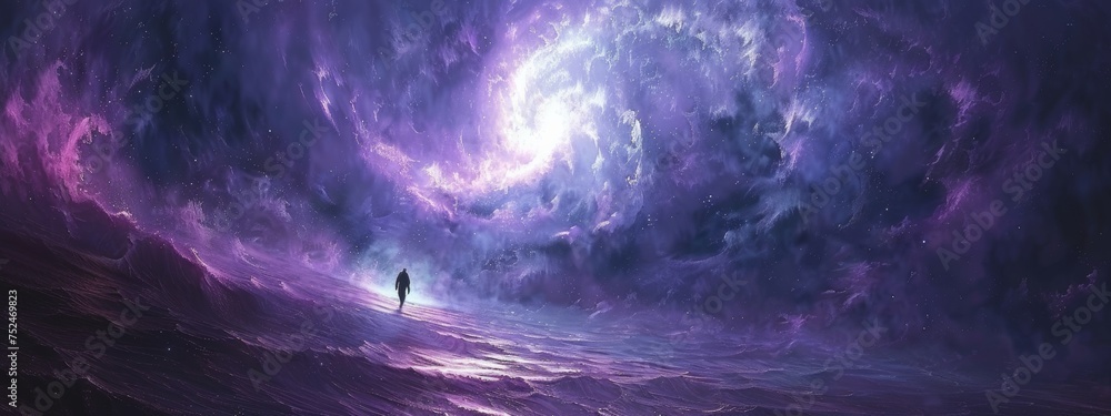 Wall mural teleporting through a quasar to a new universe
