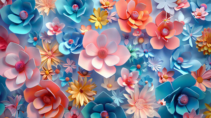 3d multicolored flowers