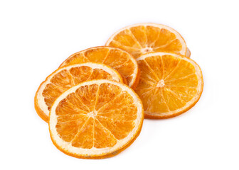 Delicious dry - dried orange slices on white background