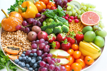 A colorful plate filled with a variety of nutritious foods high in fiber