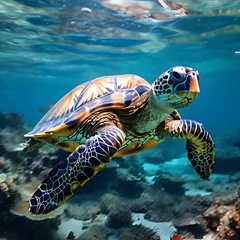 Fotobehang green sea turtle © Shahzad
