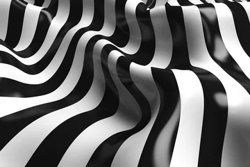 Foto op Plexiglas Abstract stripe surface black and white line waves background © Pickoloh