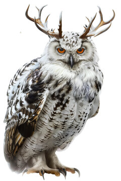 a wise boreal owl druid isolated on a transparent background, generative ai