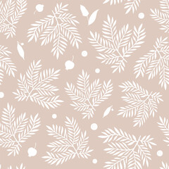 Seamless pattern with hand drawn branches. - 752472810