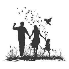 Silhouette for celebrating parents day moment black color only