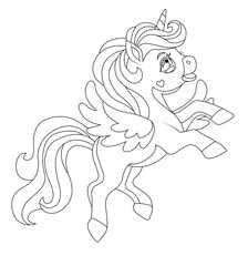 Unicorn coloring page for kids