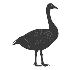 Silhouette goose animal black color only full body