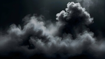 Obraz premium Smoke black ground fog cloud floor mist background steam dust dark white horror overlay. Ground smoke haze night black water atmosphere 3d magic spooky smog texture isolated transparent effect circle