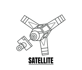 line drawing of a Satellite Vector. Single line draw design vector graphic