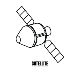line drawing of a Satellite Vector. Single line draw design vector graphic