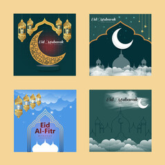 collection for islamic eid al-fitr celebration Illustration Template