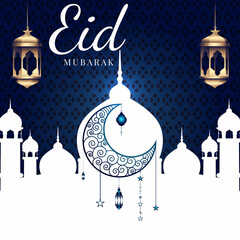 Eid  al-fitr Social Media Post Template Illustration.