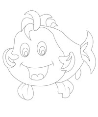 Fish coloring book page for children or kids