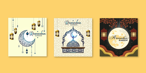 Flat ramadan celebration collection for islamic instagram Template Illustration